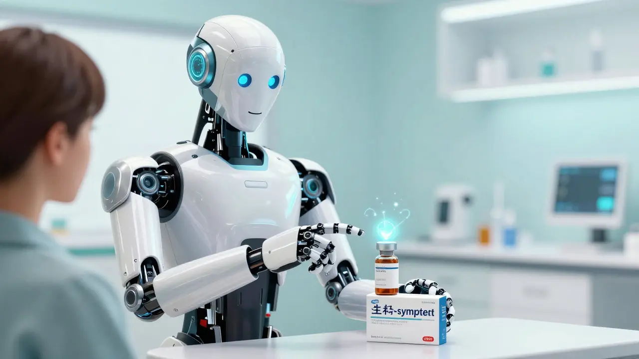 Medical android guiding a patient to safe medication