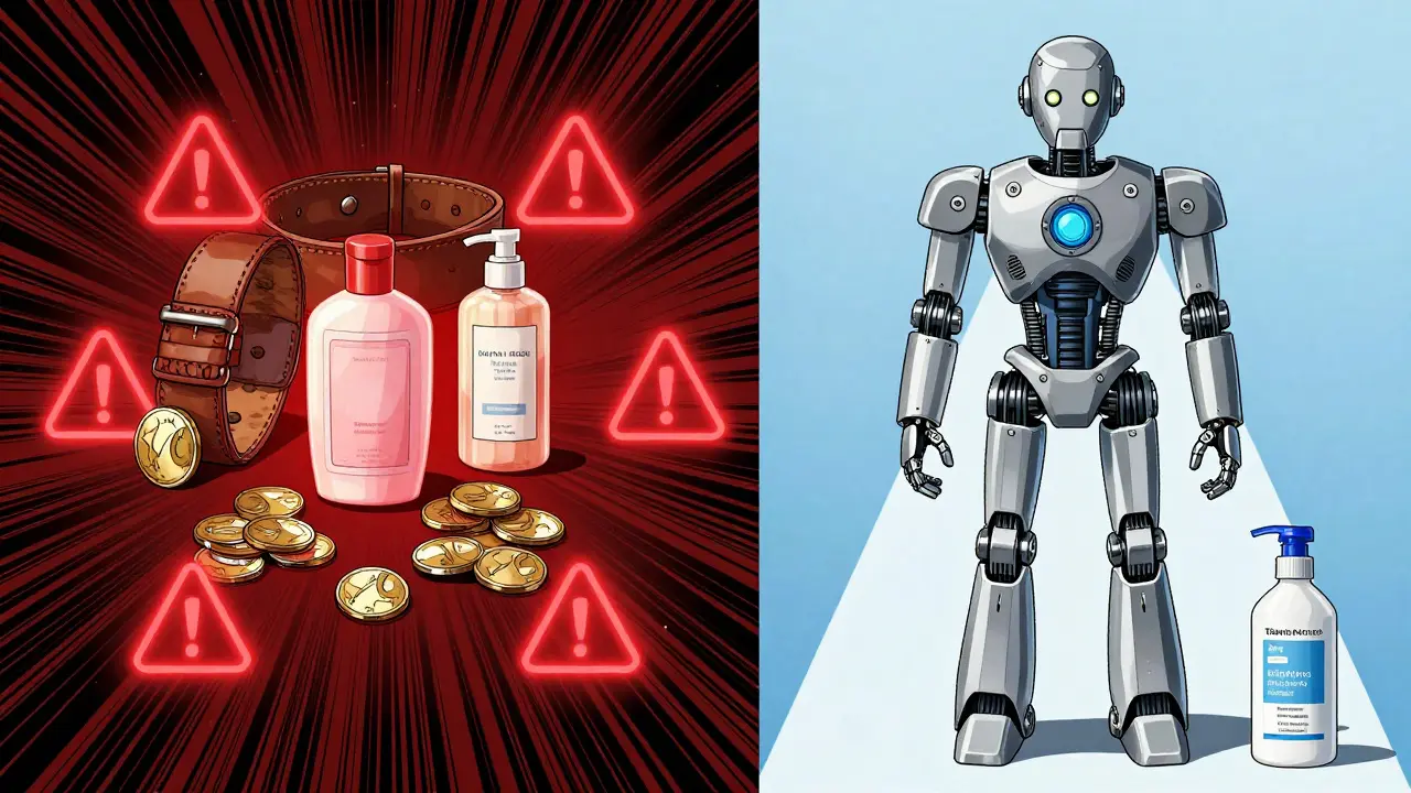 Conceptual art showing common allergens vs safe products