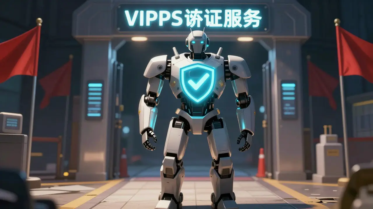 Security robot blocking fake pharmacies, ensuring safe online buying