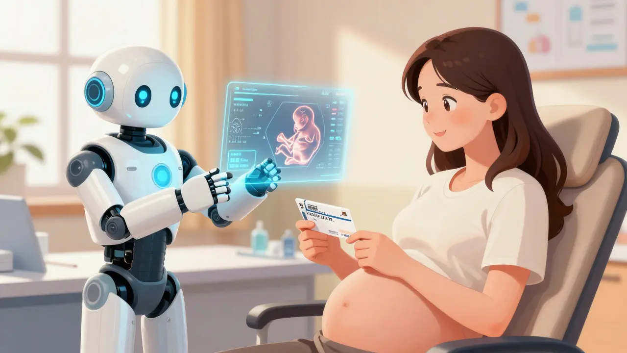 Pregnant woman consulting doctor with safe alternative medication